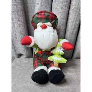 Trendmasters Nylon Santa Claus VTG Plush Lumber Jack Hunting Parachute Plaid 12”